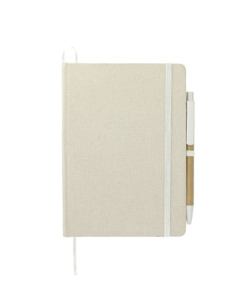 Carnet relié en coton biologique 5" x 7" avec stylo
