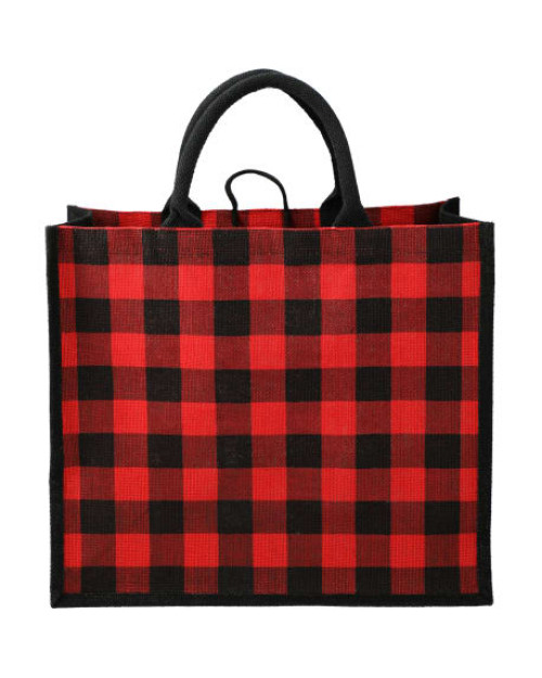 Fourre-tout en jute imprimé à carreaux Buffalo
